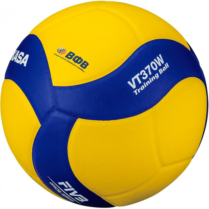 Мяч вол. утяж. MIKASA VT370W, р 5, 18 панелей, синт.кожа (ПУ), вес 370г, клееный, сине-желтый