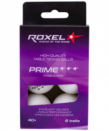Мяч для настольного тенниса 3* Prime, белый, 6 шт. Roxel