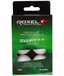 Мяч для настольного тенниса 2* Swift, белый, 6 шт. Roxel