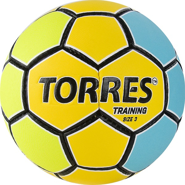 СЦ*Мяч ганд. TORRES Training, H32153, р.3, ПУ, 4 подкл. слоя, руч. сшивка, желто-голубой