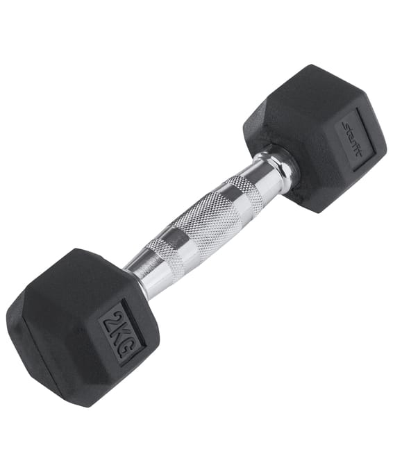 Гантель гексагональная DB-301 2 кг, обрезиненная, черный Starfit