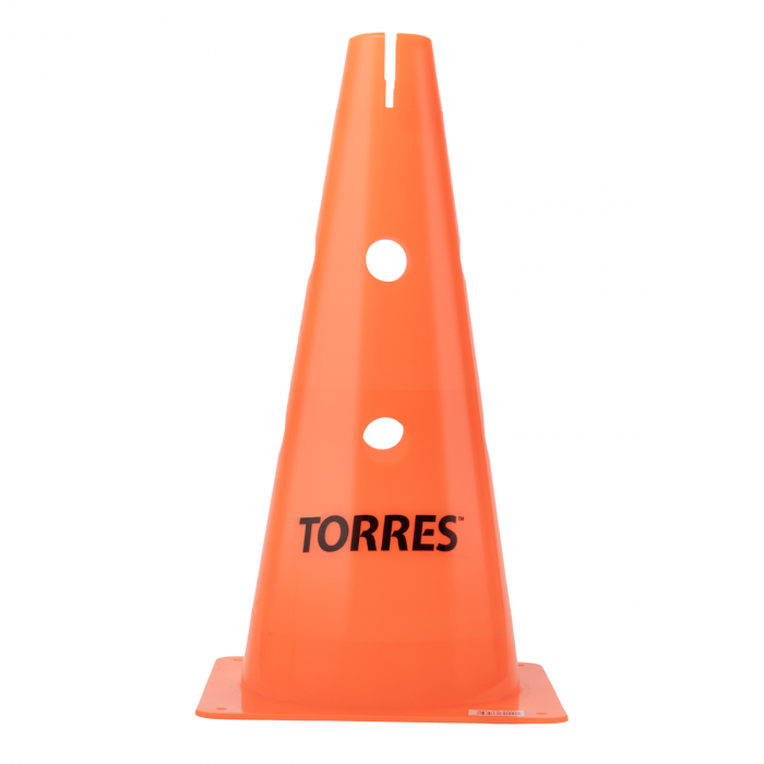 Конус трен. TORRES, TR1010, пластик, высота 38 см, с отв. для штанги TORRES, оранжевый